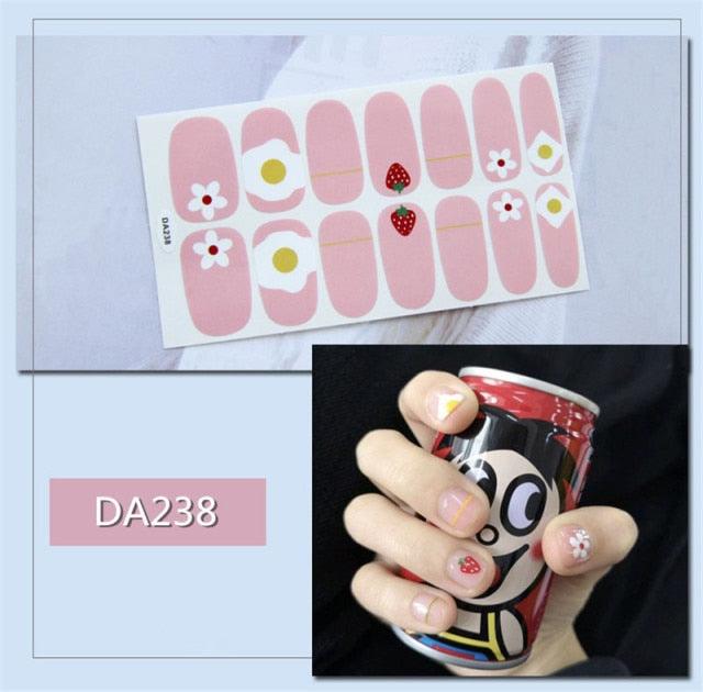 Golden Glitter Nail Wraps – 3D Adhesive Full Cover Nail Art Stickers