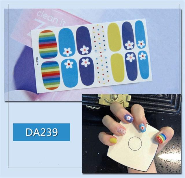 Golden Glitter Nail Wraps – 3D Adhesive Full Cover Nail Art Stickers