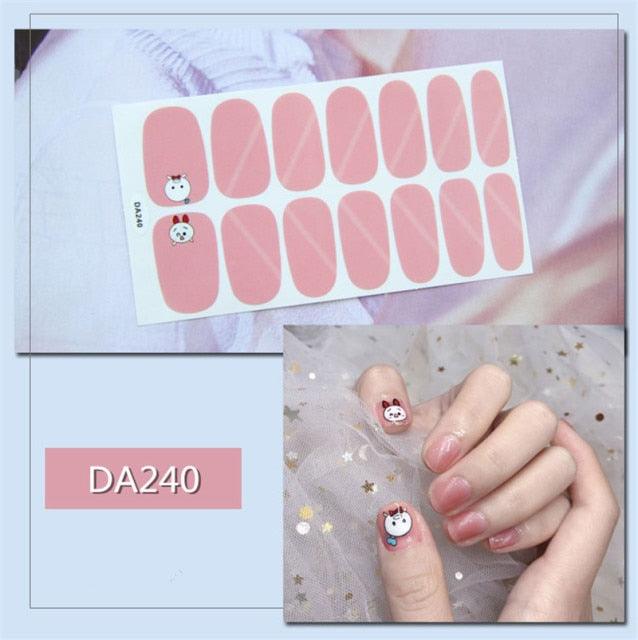 Golden Glitter Nail Wraps – 3D Adhesive Full Cover Nail Art Stickers