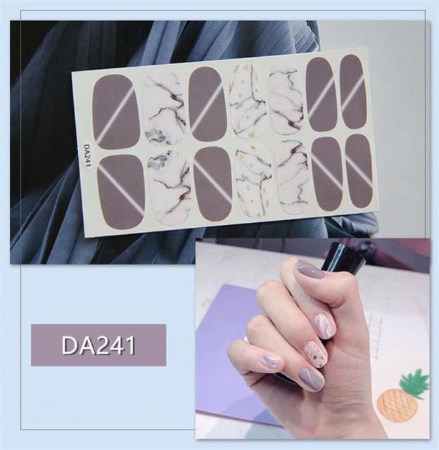 Golden Glitter Nail Wraps – 3D Adhesive Full Cover Nail Art Stickers
