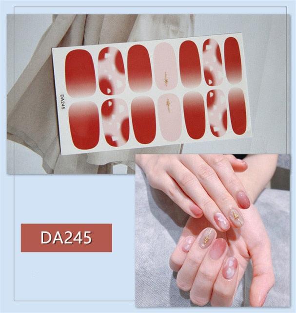 Golden Glitter Nail Wraps – 3D Adhesive Full Cover Nail Art Stickers