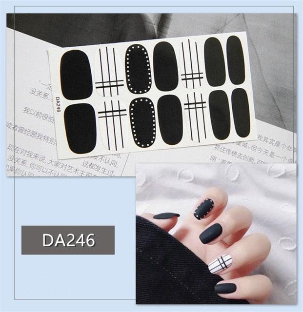 Golden Glitter Nail Wraps – 3D Adhesive Full Cover Nail Art Stickers