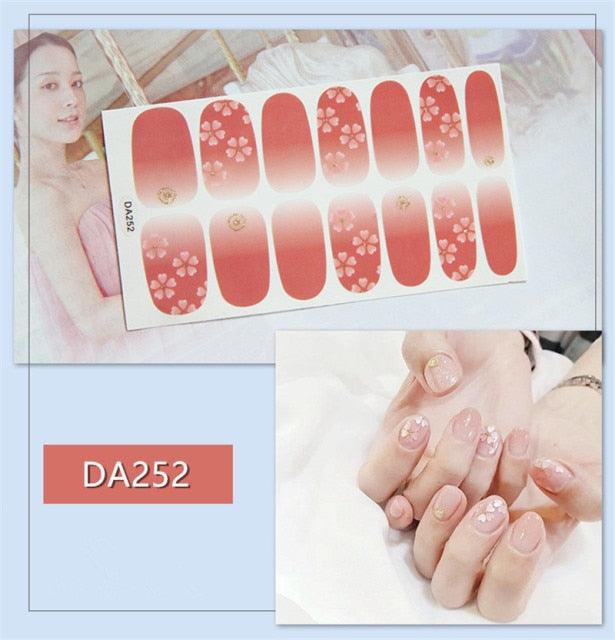 Golden Glitter Nail Wraps – 3D Adhesive Full Cover Nail Art Stickers