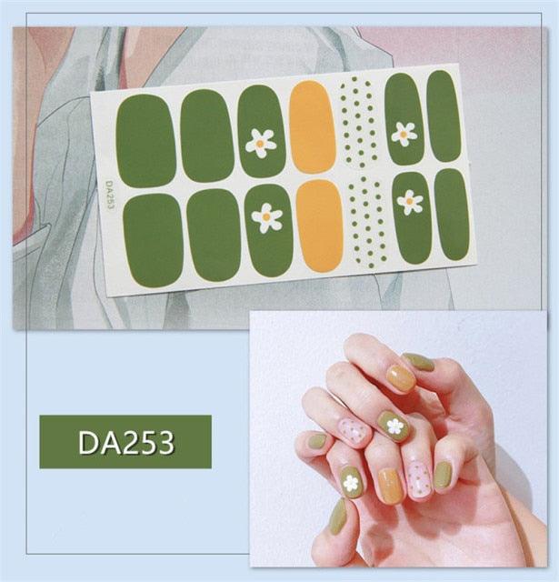 Golden Glitter Nail Wraps – 3D Adhesive Full Cover Nail Art Stickers
