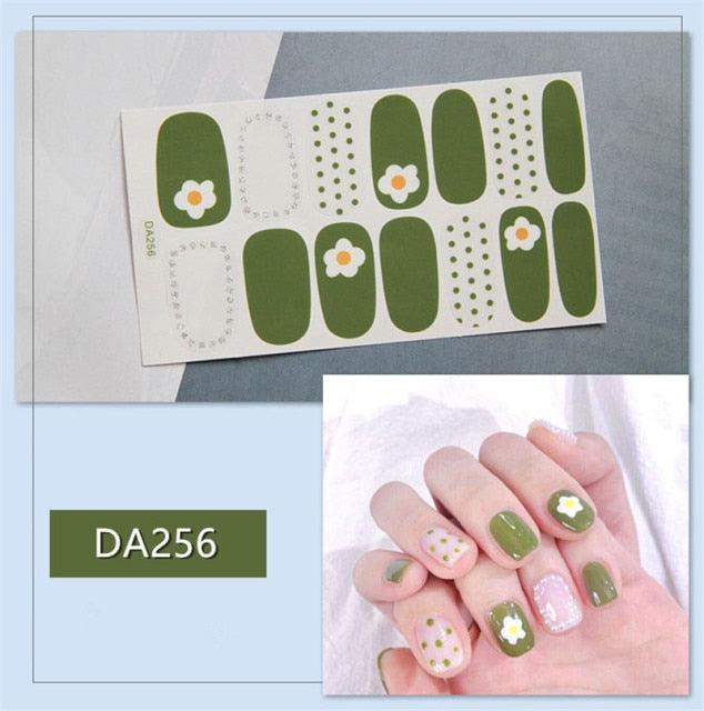 Golden Glitter Nail Wraps – 3D Adhesive Full Cover Nail Art Stickers