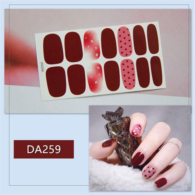 Golden Glitter Nail Wraps – 3D Adhesive Full Cover Nail Art Stickers