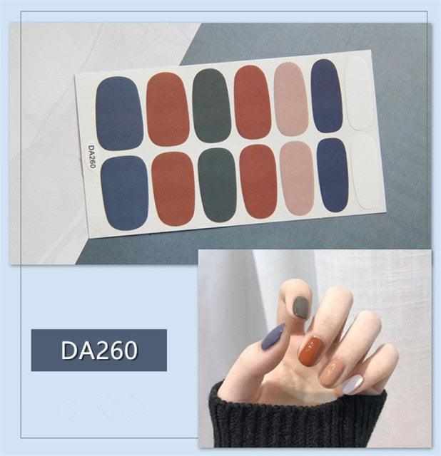 Golden Glitter Nail Wraps – 3D Adhesive Full Cover Nail Art Stickers